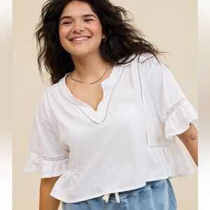 NWT Aerie Flowy Cropped Notch Neck T-shirt